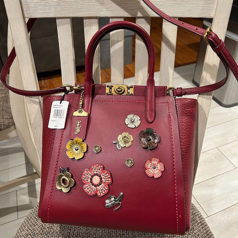 Coach 1941 Troupe Tote Deep Red w/ Tea Roses J1980-79468/CB040 Upcrafted/Reloved